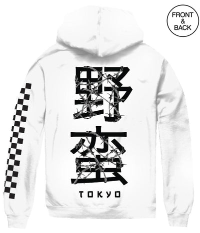 Tokyo Rose Checkered Kanji Hoodie-Big Size Mens Hoodies And Sweatshirts