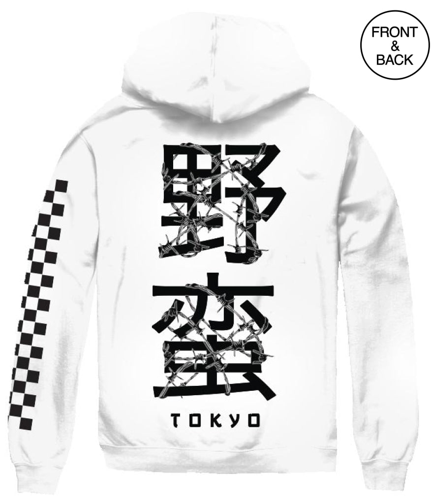 Tokyo Rose Checkered Kanji Hoodie 2Xl / White Mens Hoodies And Sweatshirts