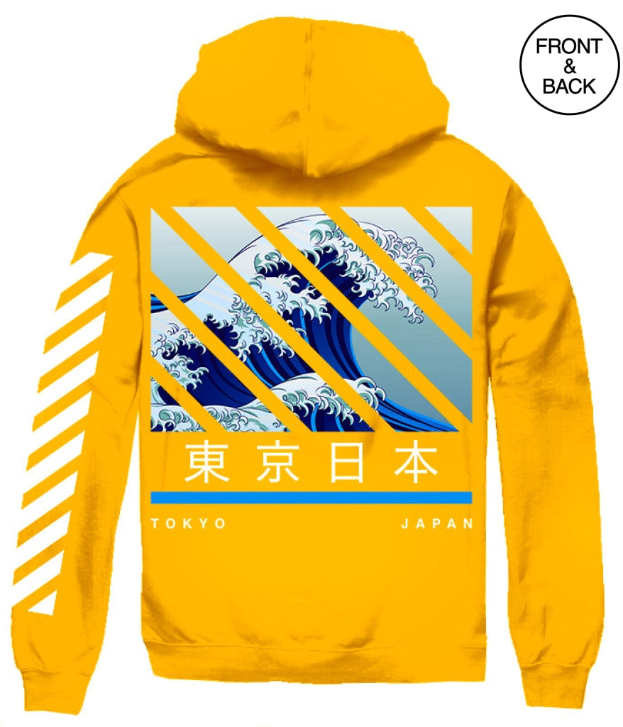 Tokyo Wave Hoodie S / Gold Mens Hoodies And Sweatshirts