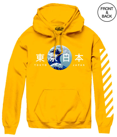 Tokyo Wave Hoodie S / Gold Mens Hoodies And Sweatshirts