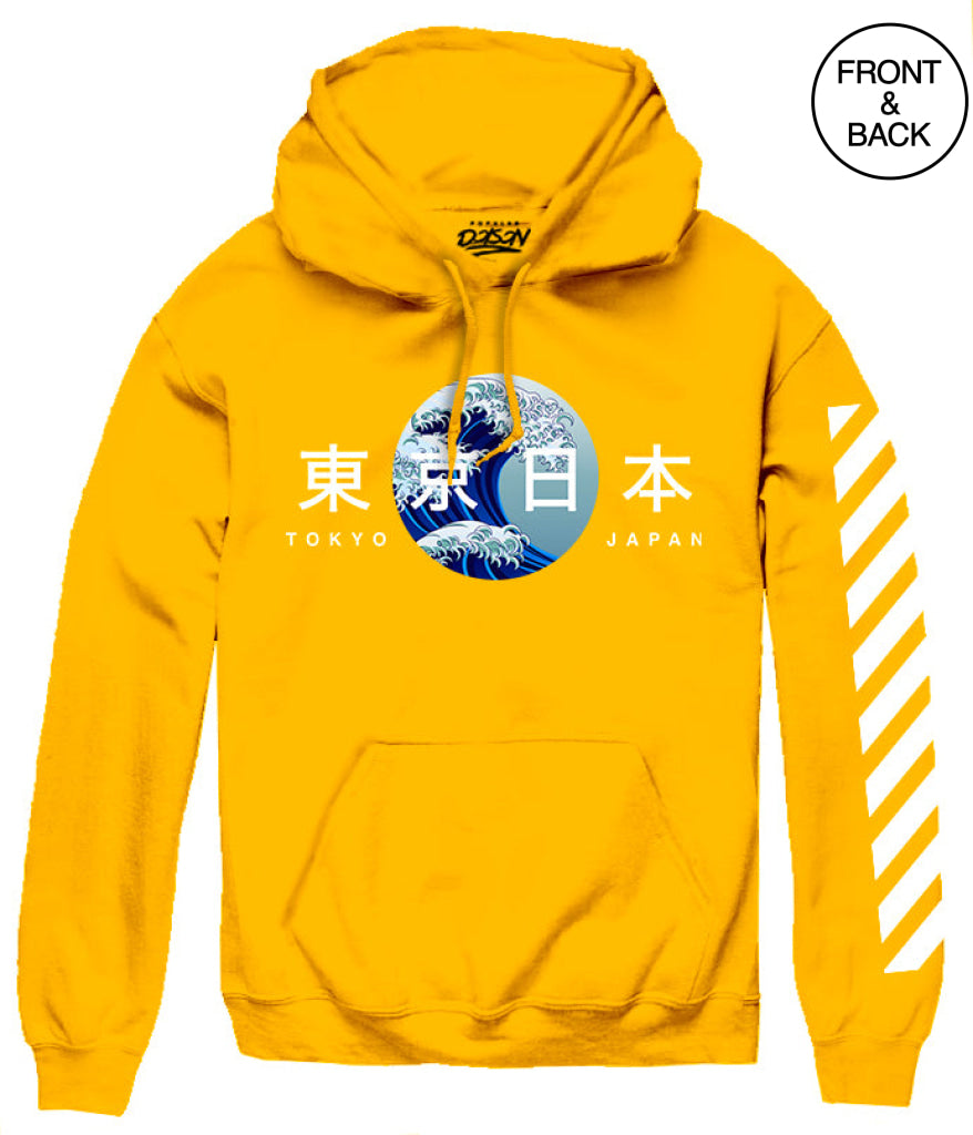 Tokyo Wave Hoodie S / Gold Mens Hoodies And Sweatshirts