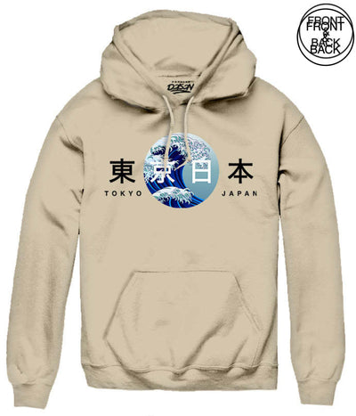 Tokyo Wave Hoodie S / Sand Mens Hoodies And Sweatshirts