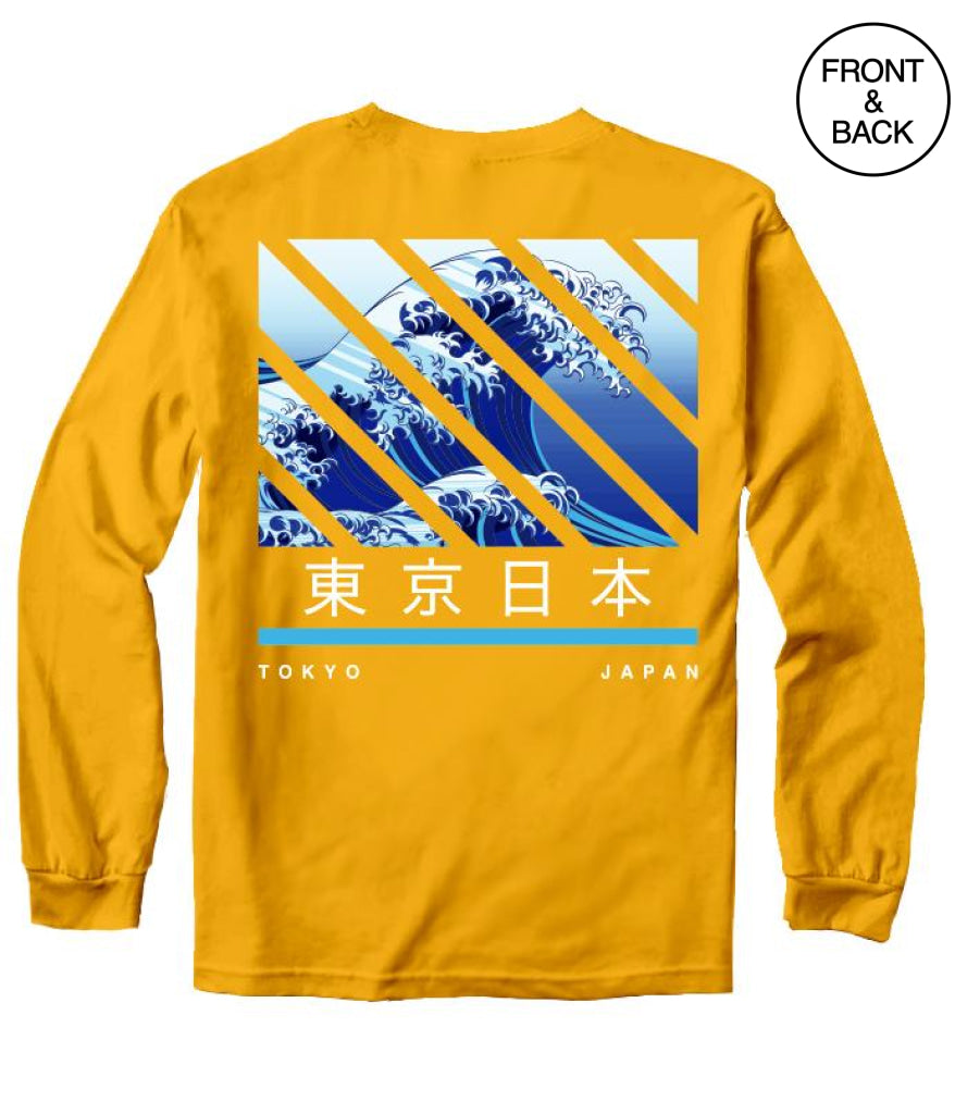 Tokyo Wave Long Sleeve Tee S / Gold