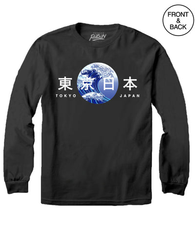 Tokyo Wave Long Sleeve Tee S / Black