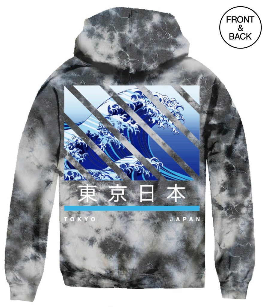 Tokyo Wave Tie Dye Hoodie S / Black Mens Hoodies And Sweatshirts