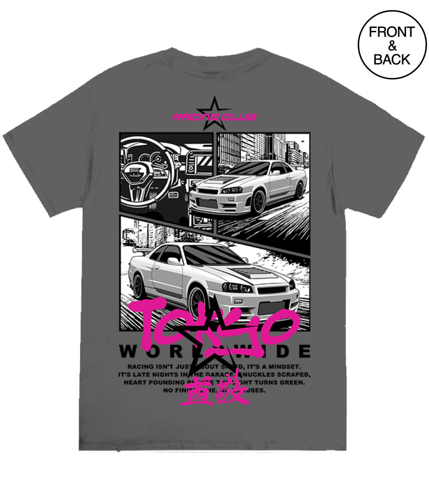 TOKYO WORLDWIDE CAR TEE - S / DARK GREY - Men’s Tee