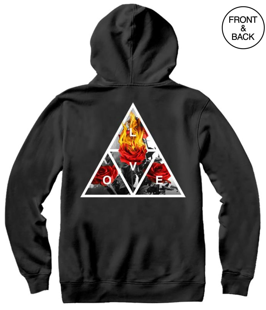 Triangle Rose Flame Hoodie S / Black Mens Hoodies And Sweatshirts
