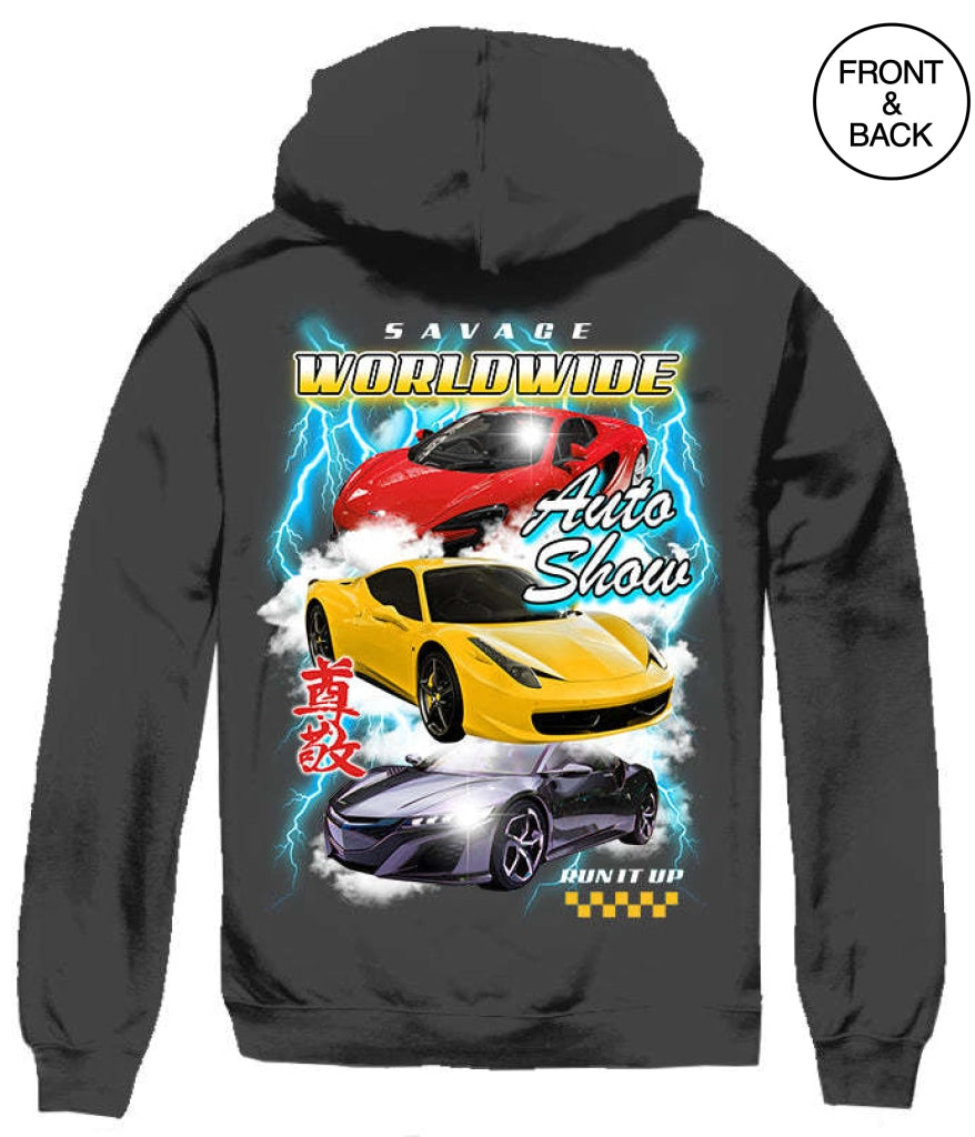 Worldwide Autoshow Hoods S / Black Mens Hoodies And Sweatshirts