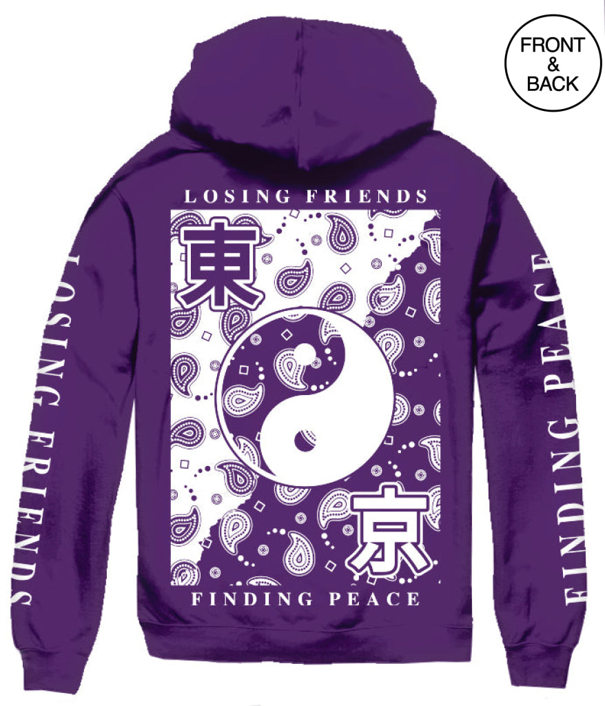 Yin Yang Bandana Hoodie S / Purple Mens Hoodies And Sweatshirts