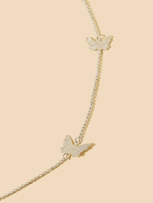 Butterfly Charm Layered Chain Necklace