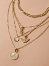 Coin & Disc Charm Layered Necklace