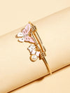 Faux Pearl & Butterfly Charm Bangle