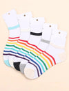5pairs Rainbow Stripe Mesh Ankle Socks