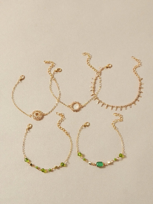 Hollow Out Floral Decor Bracelet Set