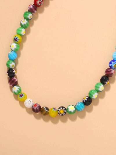 Floral Pattern Colorful Beaded Chocker
