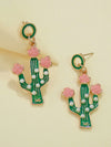 Cactus with Faux Pearl  Drop Earrings
