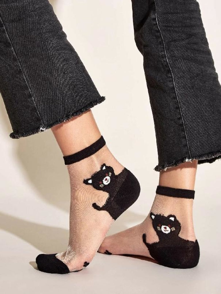 4Pairs Cat Cotton Mesh Socks