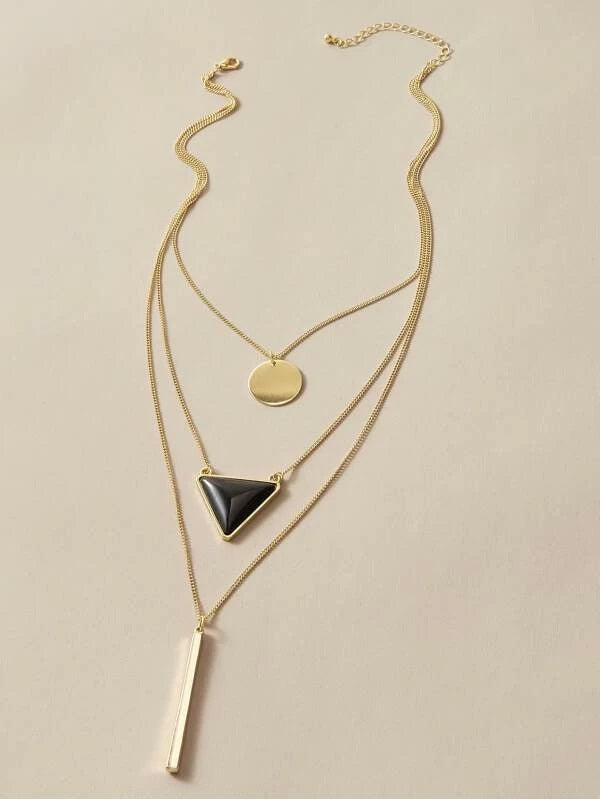 Bar & Disc Charm Layered Necklace