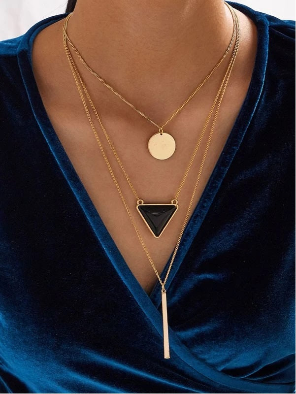 Bar & Disc Charm Layered Necklace