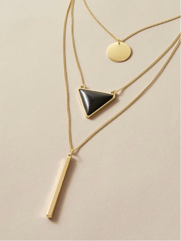 Bar & Disc Charm Layered Necklace