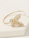 Rhinestone Butterfly & Faux Pearl Decor Cuff Bracelet