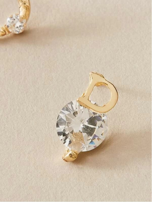 Rhinestone Engraved Letter Decor Earrings