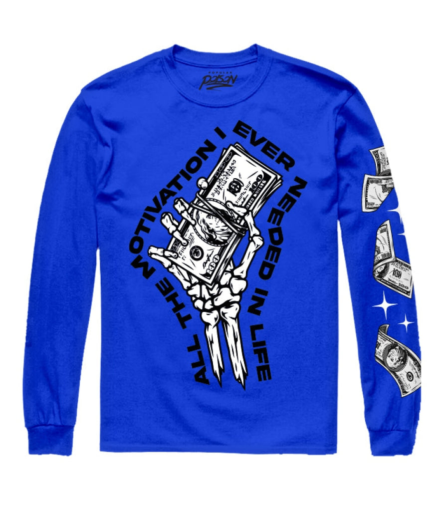 All The Motivation Long Sleeve Tee S / Royal