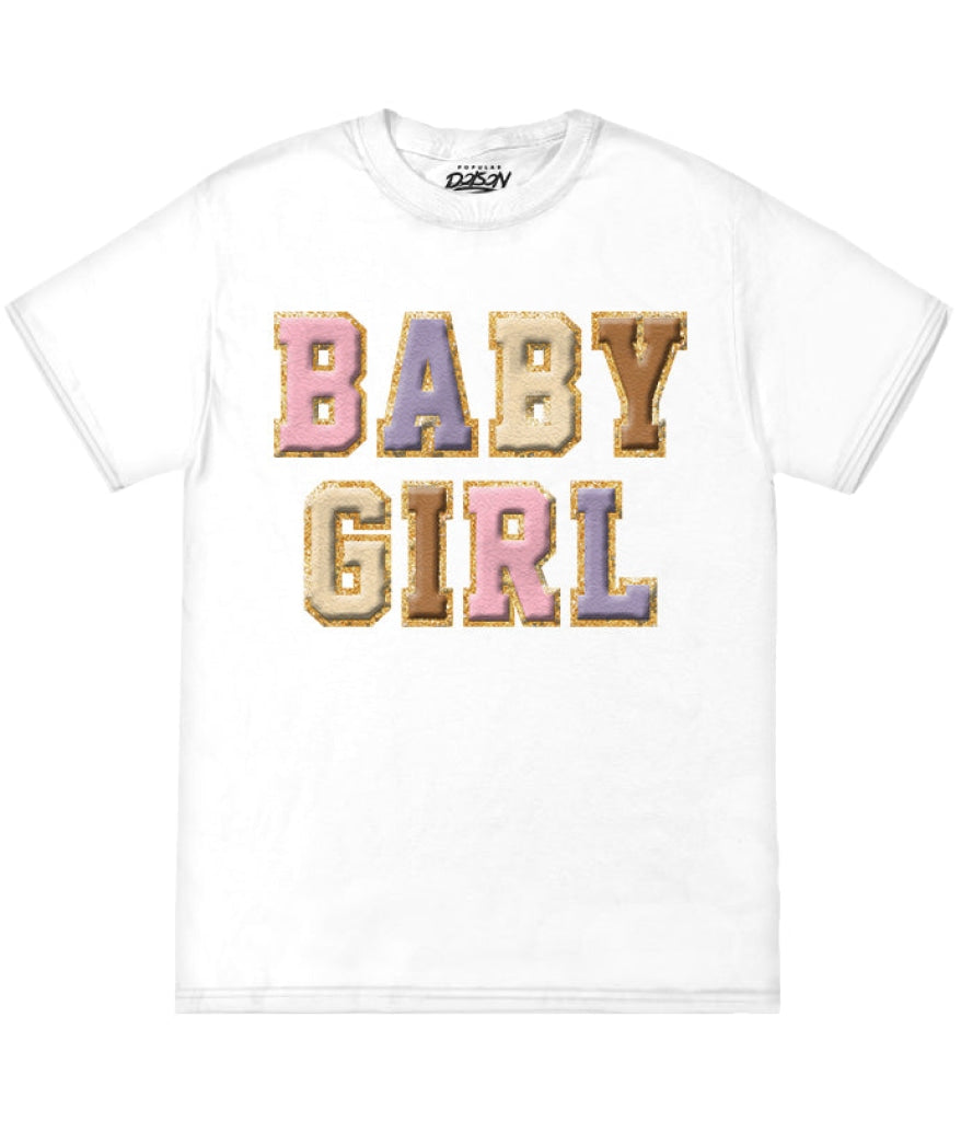 Babygirl Multi Puff With Glitter S / White Girls Tee