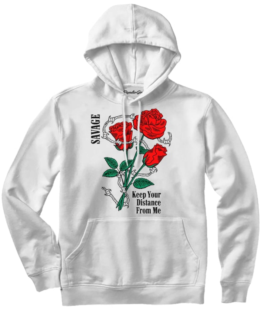 Barbed Wire Rose Verbage Hoodie S / White Junior Hoodies