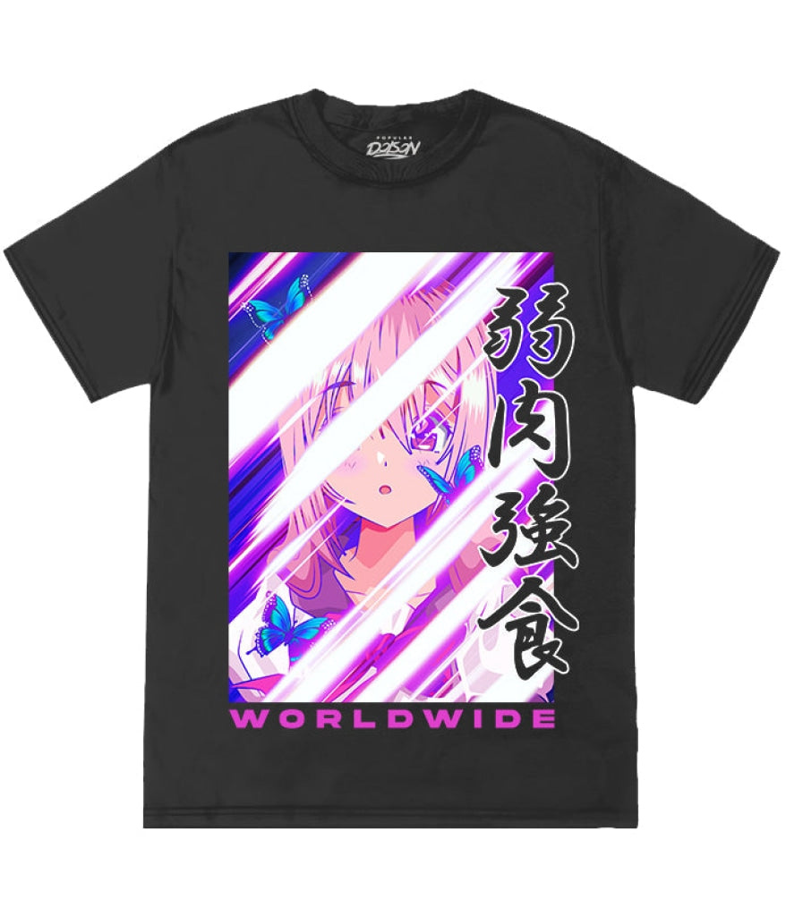 Anime Butterfly Lights Tee 2Xl / Black Girls Tee