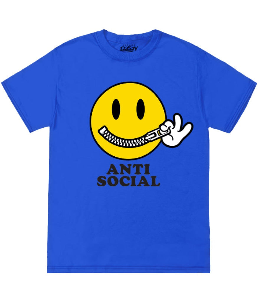 Big Size Anti Social Smile Tee 2X / Royal Mens Tee