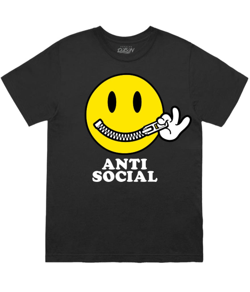 Big Size Anti Social Smile Tee 2Xl / Black Mens Tee