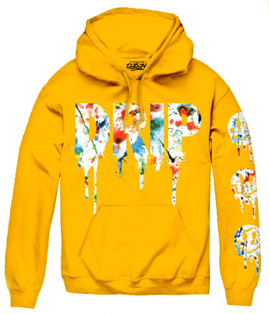 Big Size Drip Paint Brush Hoodie 2X / Gold Mens Hoodies And Sweatshirts