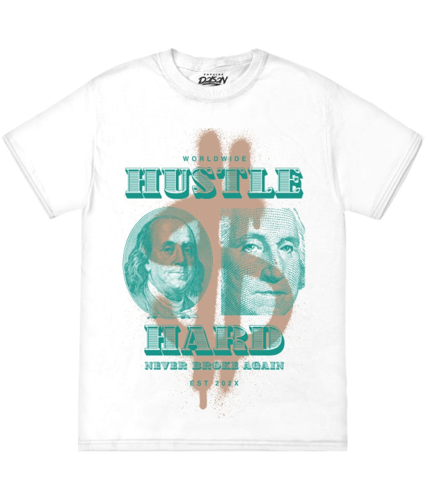 Big Size Hustle Hard Money Tee 2Xl / White Mens Tee