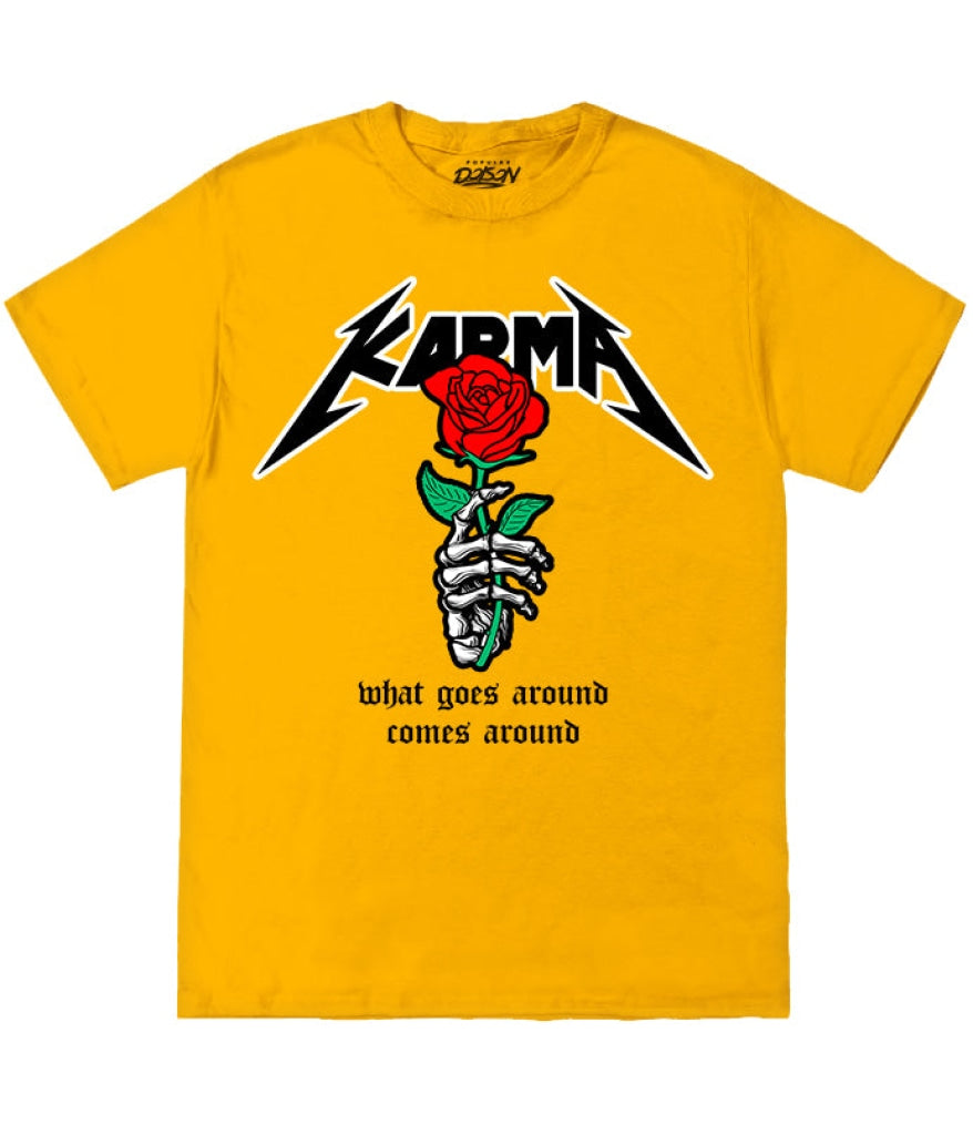 Big Size Karma Skull Rose Tee 2Xl / Gold Mens Tee
