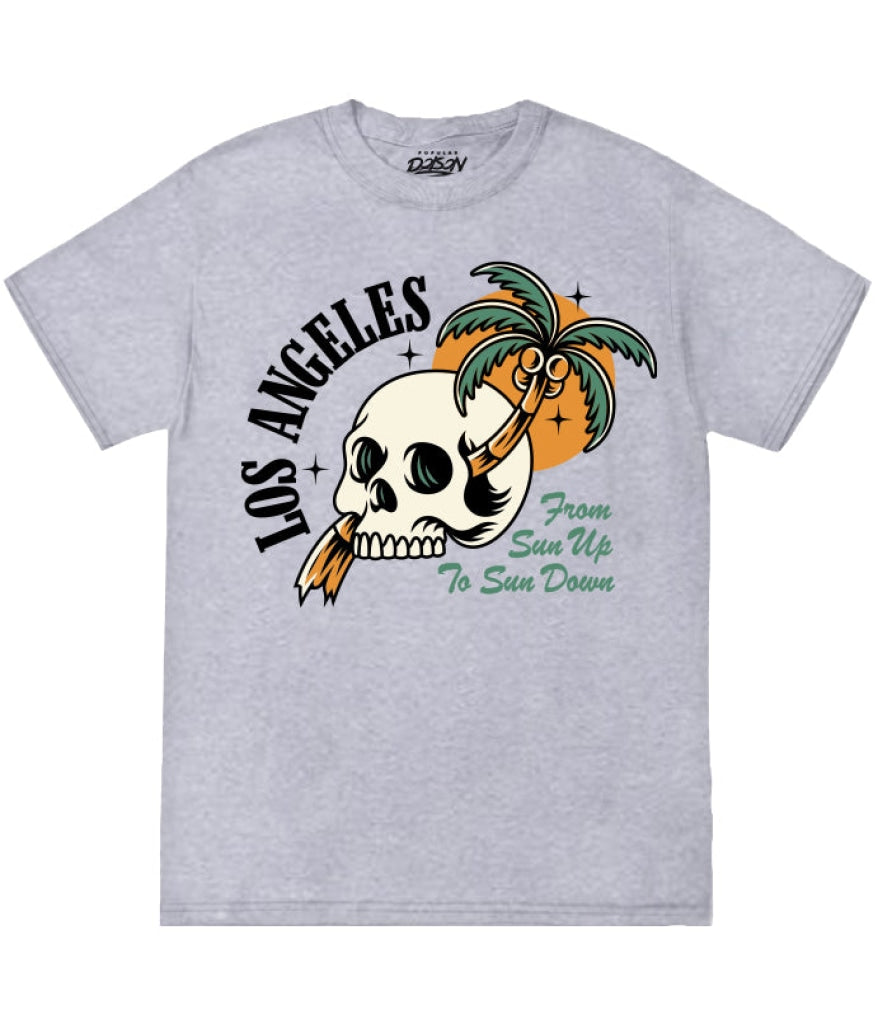 Big Size-La Skull Palm Tee 2X / Heather Grey Mens Tee