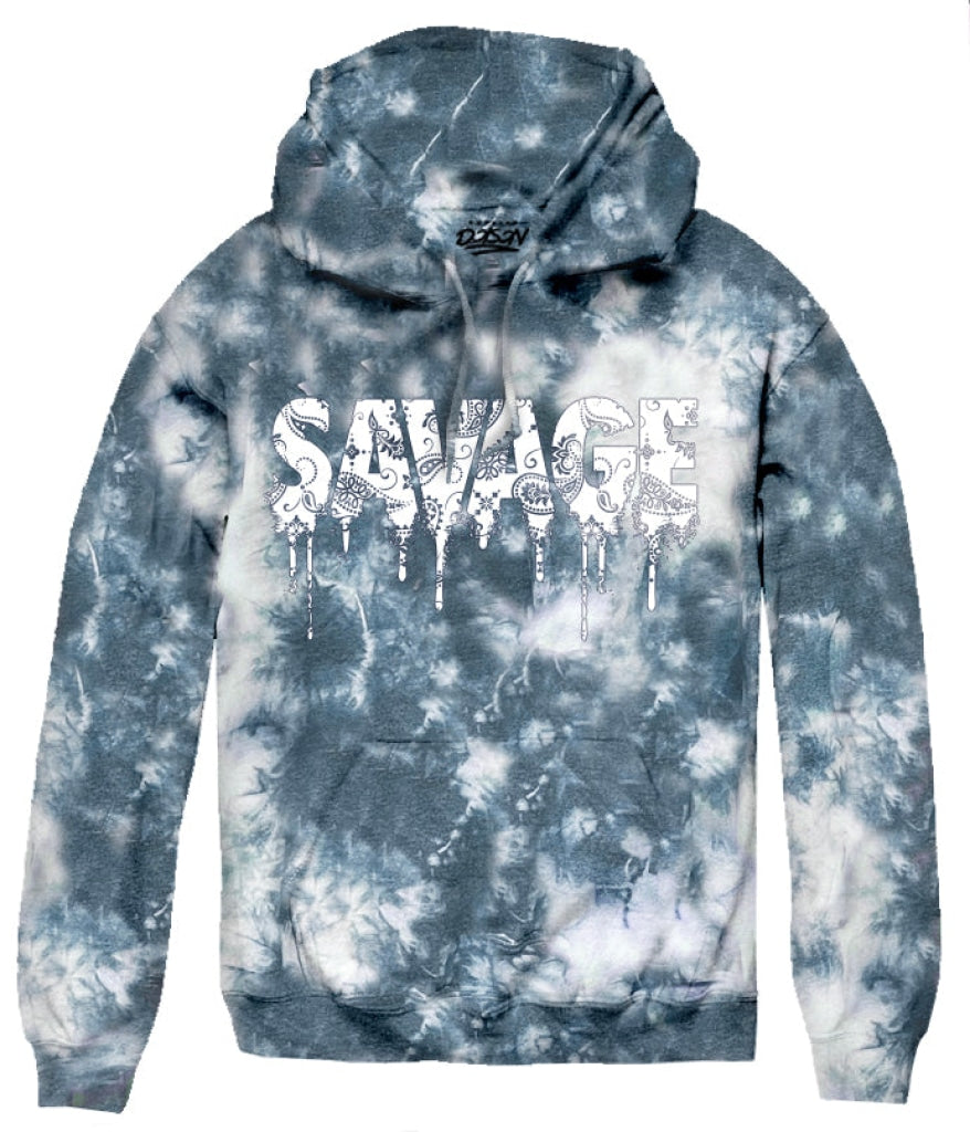 Big Size Savage Bandana Tie Dye Hoodie 2X / Navy Mens Hoodies And Sweatshirts