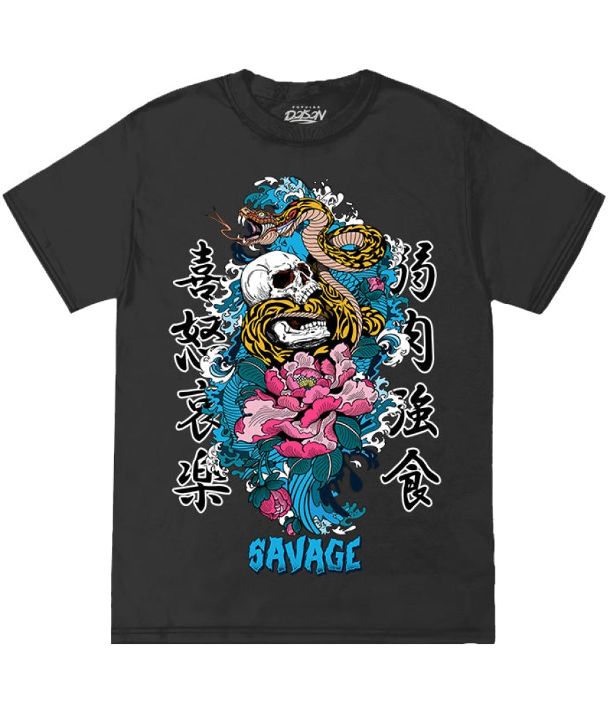 Big Size Savage Skull Snake Tee 2Xl / Black Mens Tee