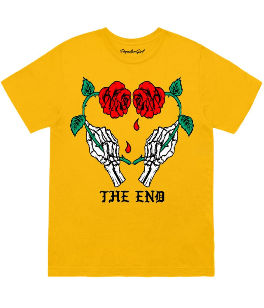 Skull Hand Rose Heart Tee 2Xl / Gold Mens Tee