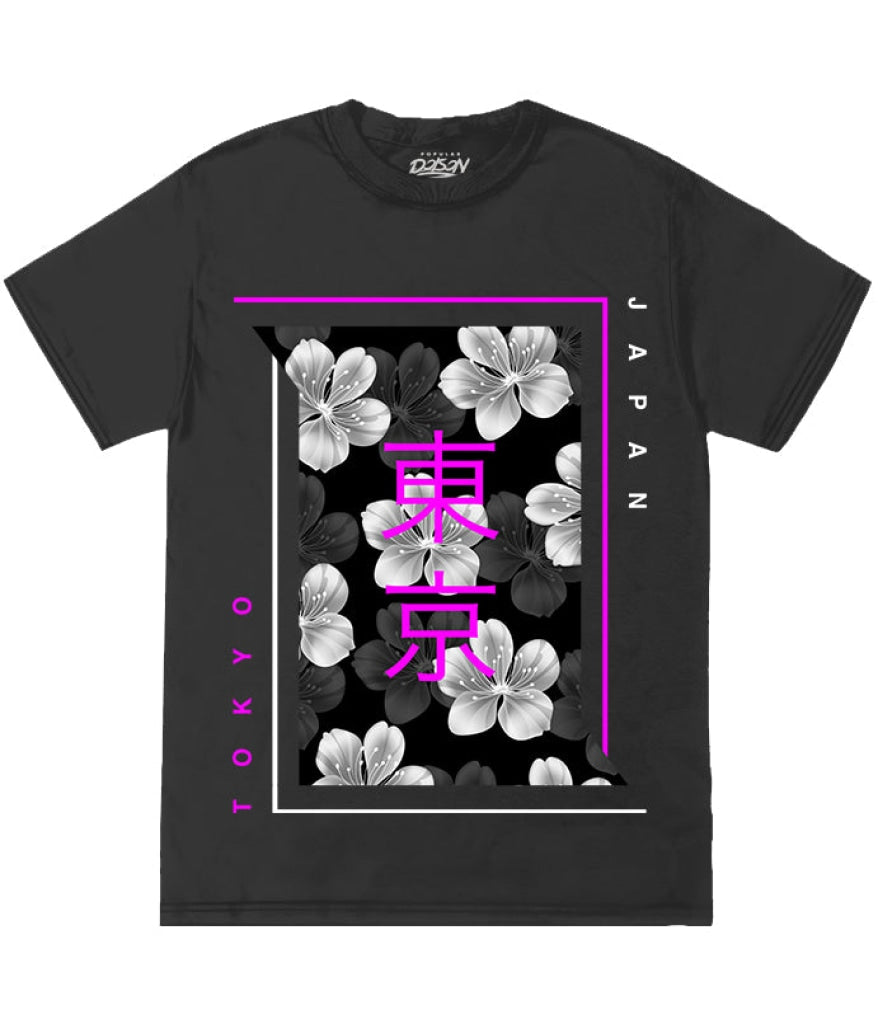 Big Size Split Geo Sakura Kanji Tee 2Xl / Black Mens Tee