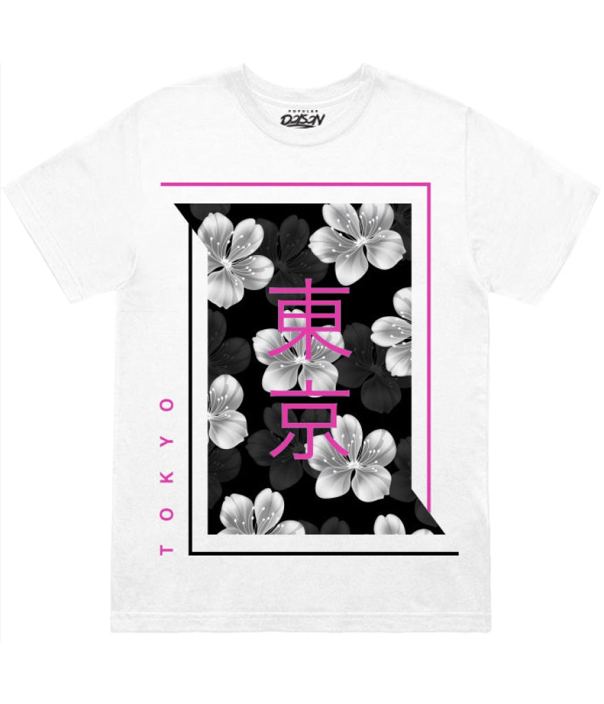 Big Size-Split Geo Sakura Kanji Tee 2Xl / White Mens Tee