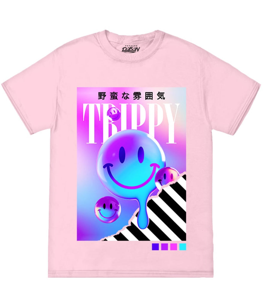 Big Size Trippy Split Smiley Tee 2Xl / Pink Mens Tee