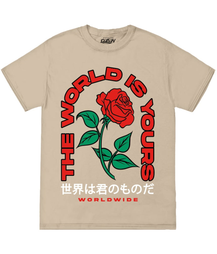 Big Size World Is Your Rose 2X / Sand Mens Tee