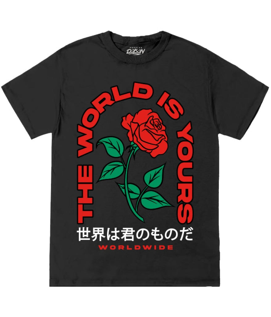 Big Size World Is Your Rose Tee 2Xl / Black Mens Tee