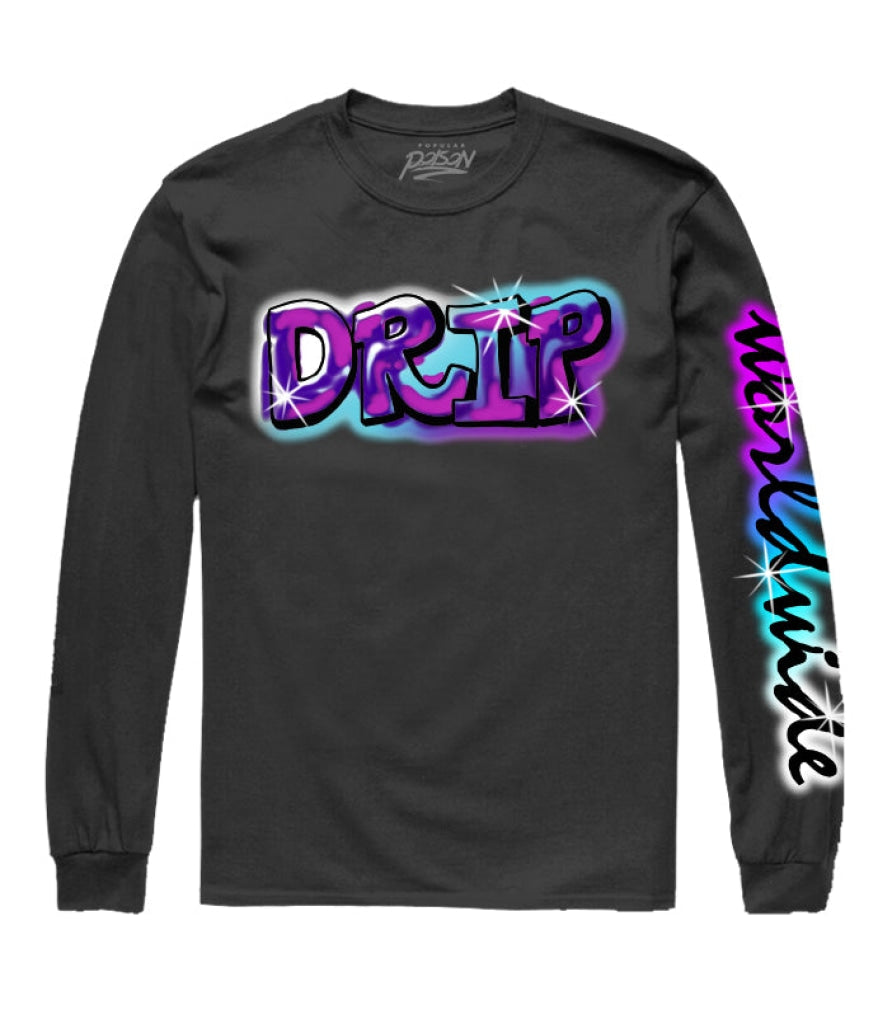 Drip Airbrush Long Sleeve Tee S / Black