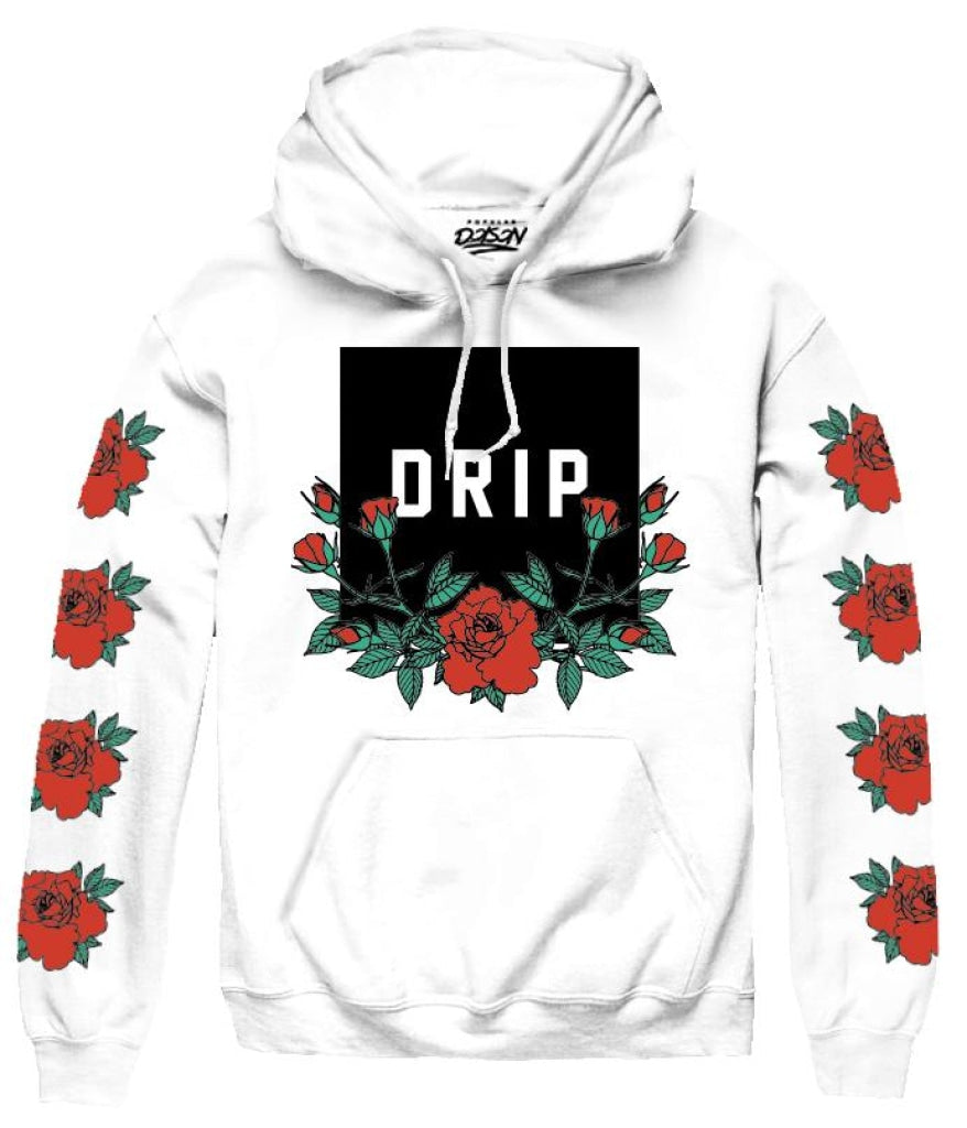 Drip Rose Box Hoodie-Big Size 2X / White Mens Hoodies And Sweatshirts
