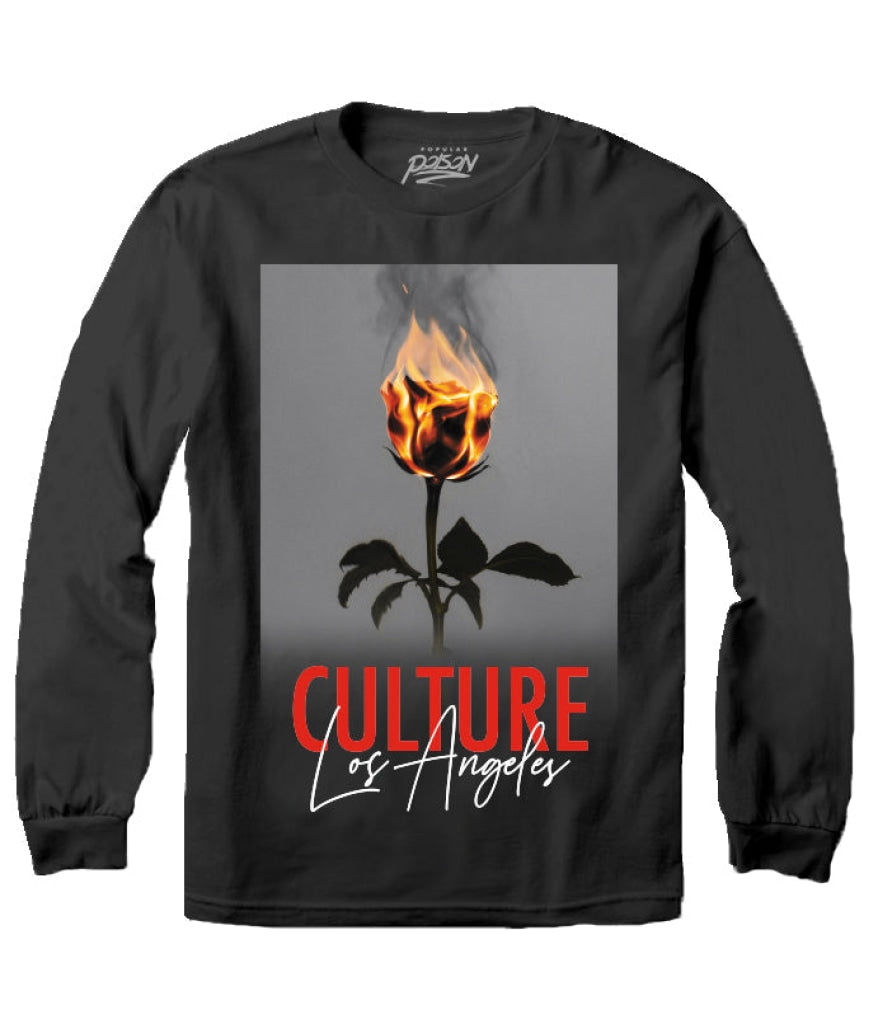 Flame Rose Culture Long Sleeve Tee S / Black