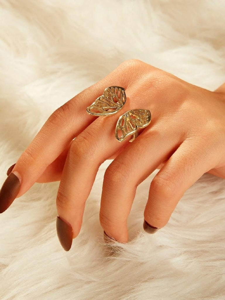 Hollow Butterfly Shaped Cuff Ring Gold Jewerly