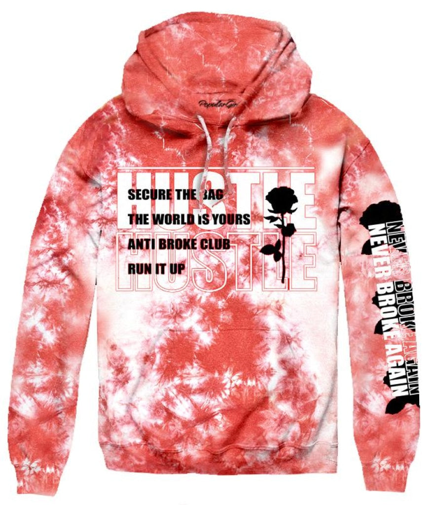 Hustle Repeat Tie Dye Hoodie S / Red Tie Dye Mens Hoodies And Sweatshirts