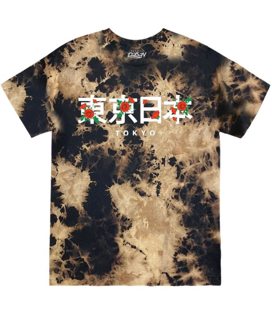 Kanji Rose Overlay Bleach Tee S / Black Mens Tee